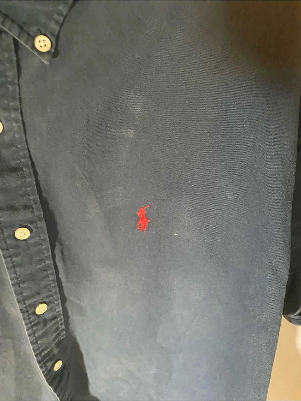 Ralph Lauren Men's Short-Sleeve Button-Down Shirt in Navy with Red Pony